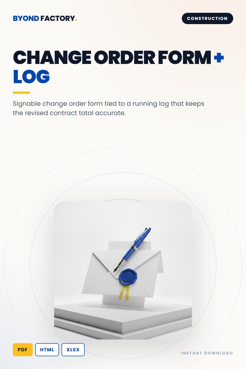 Construction Change Order Form and Log (Free) cover