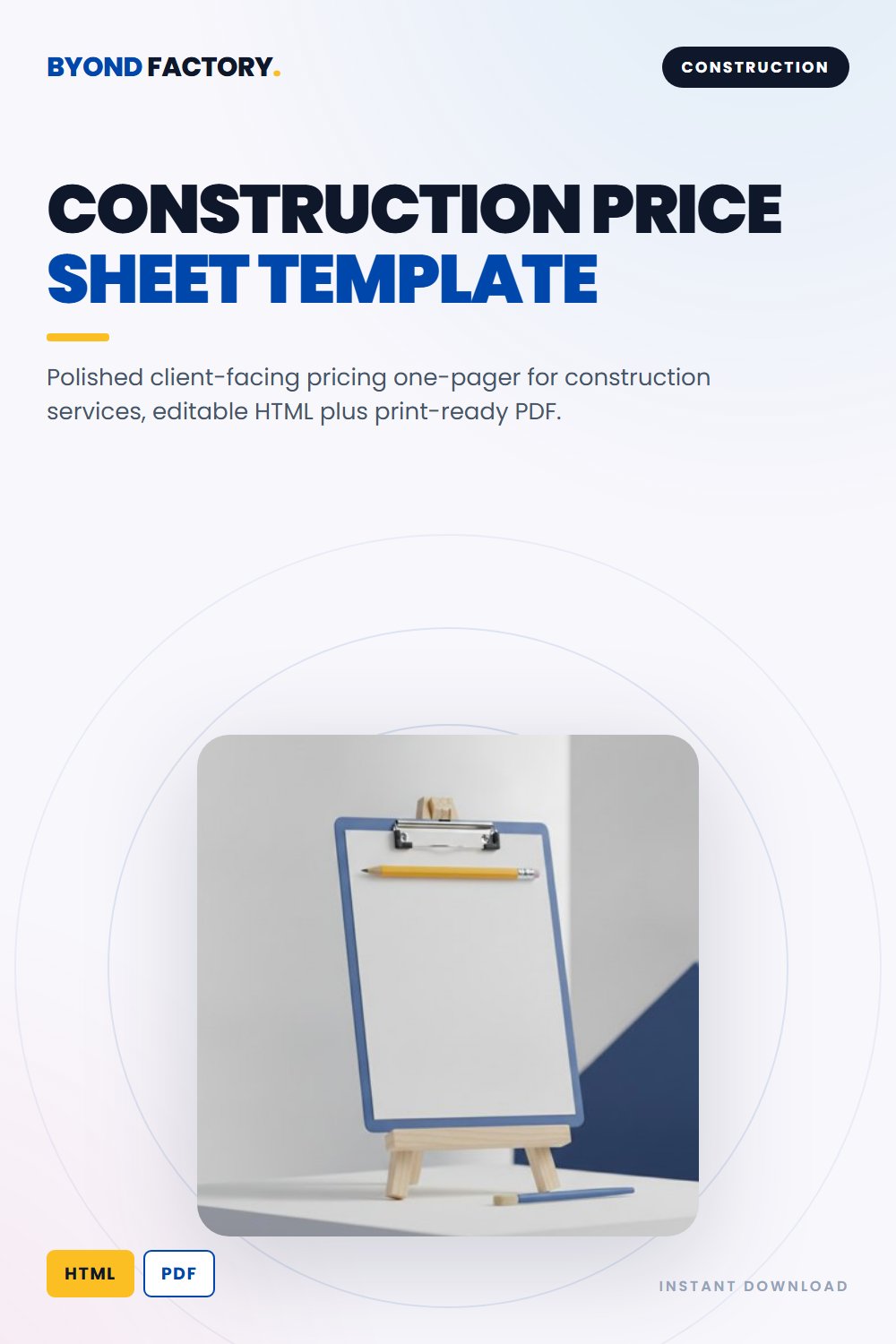 Construction Price Sheet Template (Free) cover